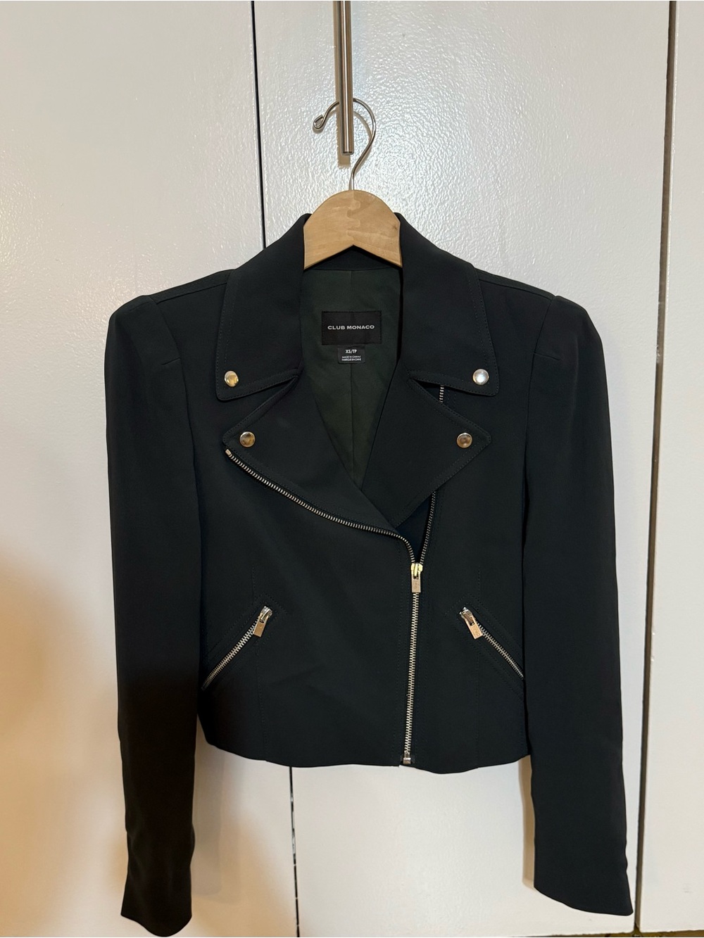 Club Monaco Dark Green Structured Moto Jacket